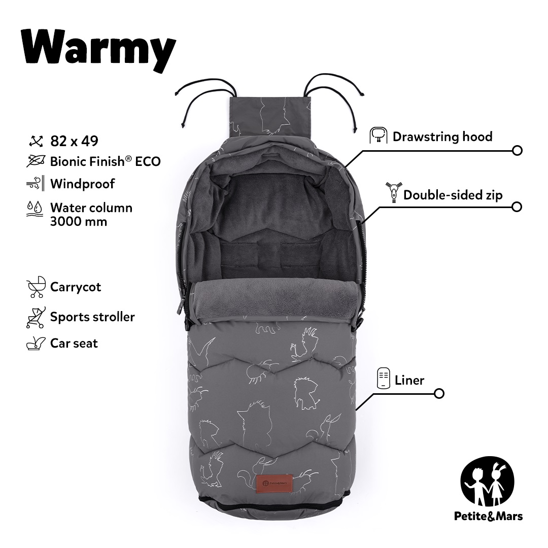 Fusak 4v1 Warmy silvered grey PetiteMars – Obrázok 10