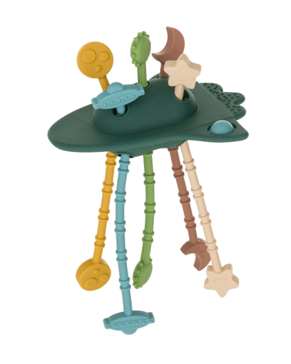 Hračka silikónová senzorická Crazy rocket misty green PETITE&MARS