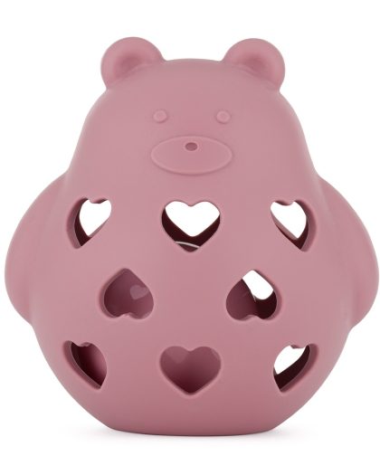 Hračka silikónová s hrkálkou Bear Basil Dusty Rose PETITE&MARS