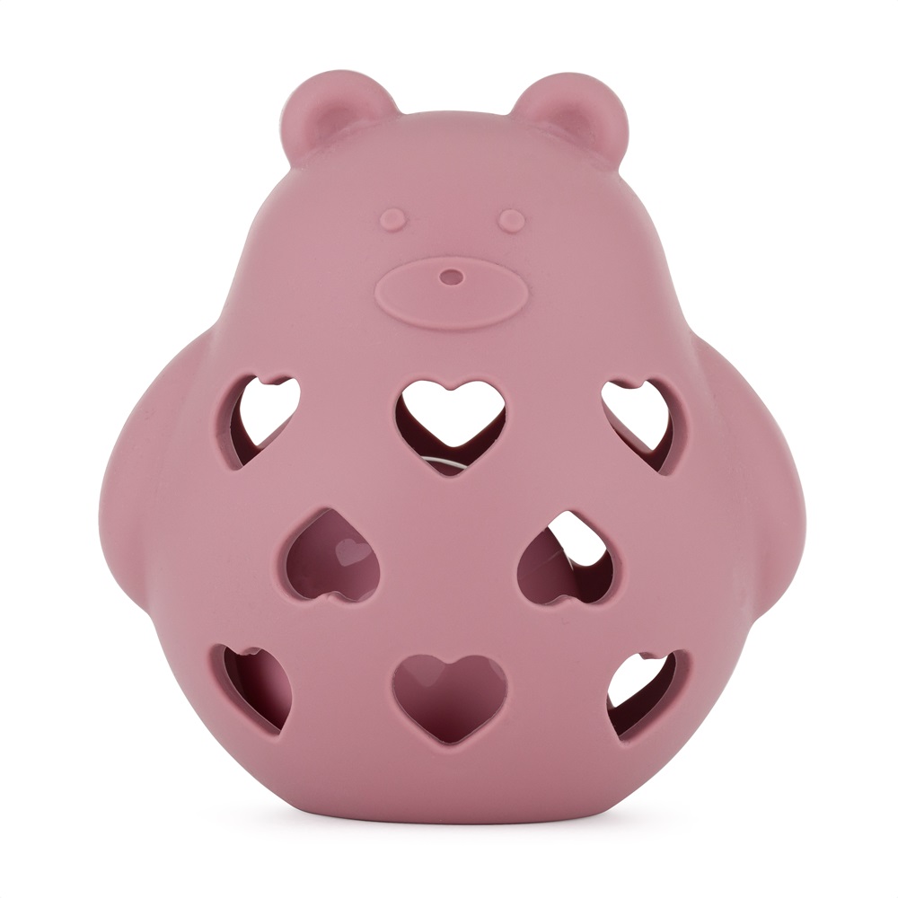 Hračka silikónová s hrkálkou Bear Basil Dusty Rose PETITE&MARS