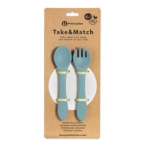 Príbor silikónový Take&Match frosted sky PETITE&MARS