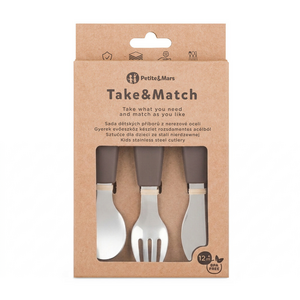 Sada príborov s nerezovej ocele Take&Match bitter cocoa PETITE&MARS