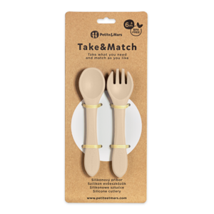 Príbor silikónový Take&Match desert sand PETITE&MARS
