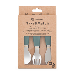 Sada príborov s nerezovej ocele Take&Match misty green PETITE&MARS